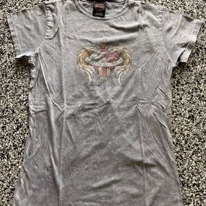 Harley-Davidson Gray Tee with Graphic Emblem